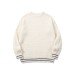 Style Solid Color Round Neck Hollow Knit Sweater Unisex Long Sleeve Loose Fit Casual Pullover