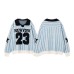 Retro Striped Number Jacquard Sweater Men's Loose Casual Sports Style Jersey Chinese Trend Turn-Down Collar Knitwear