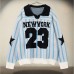 Retro Striped Number Jacquard Sweater Men's Loose Casual Sports Style Jersey Chinese Trend Turn-Down Collar Knitwear