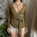 Cross V-neck waist strap design slim fit top Cross V-neck waist strap design slim fit top