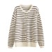Striped V-neck single breasted top Striped V-neck single breasted top