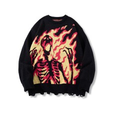 Retro Dark Skull Sweater Autumn and Winter Street Trend Loose Round Neck Knitwear Men Retro Dark Skull Sweater Autumn and Winter Street Trend Loose Round Neck Knitwear Men