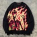 Retro Dark Skull Sweater Autumn and Winter Street Trend Loose Round Neck Knitwear Men