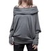 Flip collar one shoulder batwing sleeve top