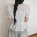 V-neck strap waist cinching temperament top
