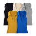 Solid color deep V-neck knitted women
