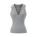 Solid color deep V-neck knitted women