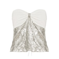 Sequined patchwork bow strapless top