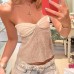 Sequined patchwork bow strapless top Sequined patchwork bow strapless top