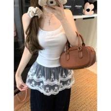 Sexy Lace Splicing Camisole Women Slim Fit Pure Desire Style Crop Top Sexy Lace Splicing Camisole Women Slim Fit Pure Desire Style Crop Top