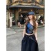 Design Sense Oblique Neck Shoulder-Exposing Butterfly Short T-Shirt Women  Spicy Girl Top