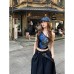 Design Sense Oblique Neck Shoulder-Exposing Butterfly Short T-Shirt Women  Spicy Girl Top