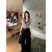 Sexy Lace Splicing Halter Backless Crop Top for Women Short Section Blouse