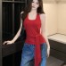 Sexy Hollow Out Open Back Halter Tank Top for Women  Strap Slim Sleeveless Inner Wear 