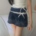 Polka dot bow lace lace patchwork skirt