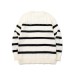 Autumn and Winter Warm Retro Striped Color Block Crew Neck Sweater for Men