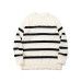 Autumn and Winter Warm Retro Striped Color Block Crew Neck Sweater for Men