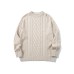 Round Neck Knitted Cable Sweater Men's Loose Couple Base Layer Trendy Lazy Style Long Sleeve Top