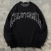 Men's American Style Frayed Letter Knit Sweater Loose Fit Unisex Round Neck Long Sleeve Sweater