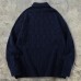 Men's Vintage Solid Color Sweater Loose Jacquard High Neck Long Sleeve Knitwear