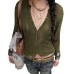 Versatile solid color basic long sleeved woolen top for women