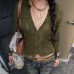 Versatile solid color basic long sleeved woolen top for women