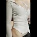 Basic solid color hooded long sleeved top