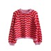 Style Crew Neck Wavy  Women's Sweater Casual Long Sleeve Knit Top