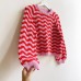 Style Crew Neck Wavy  Women's Sweater Casual Long Sleeve Knit Top