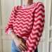 Style Crew Neck Wavy  Women's Sweater Casual Long Sleeve Knit Top