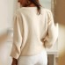Elegant Solid Color Knitted Cardigan with Crochet Lace Long Sleeve Single Breasted Sweater Jacket for Women