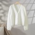 Style Women's Sexy Mesh Hollow Loose Waist-Exposed Long Sleeve V-neck Knitted Sweater