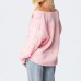 Pure Color Loose Lazy Style V-Neck Cable Knit Sweater Women's Top