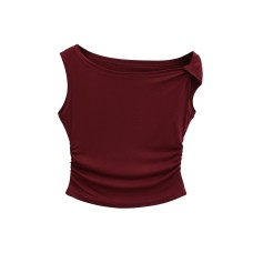 Slanted collar off shoulder camisole vest for women