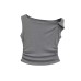 Slanted collar off shoulder camisole vest for women