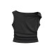 Slanted collar off shoulder camisole vest for women