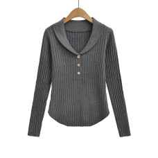 Single breasted elastic long sleeved top