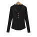 Single breasted elastic long sleeved top