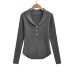 Single breasted elastic long sleeved top