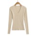 Deep V-neck long sleeved slim fit top
