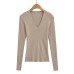 Deep V-neck long sleeved slim fit top