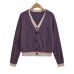 V-neck contrasting short loose top