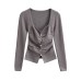 Square collar collarbone revealing pleated top