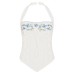 Flower embroidery hanging neck small suspender with a straight collar