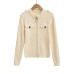 Stand up collar long sleeved zipper button top