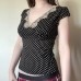 French polka dot lace deep V-neck sweet and cute top