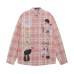 Style Fun Cartoon Print Plaid Long Sleeve Shirt Unisex Loose Fit All-Match Long Sleeve Blouse Jacket