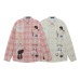 Style Fun Cartoon Print Plaid Long Sleeve Shirt Unisex Loose Fit All-Match Long Sleeve Blouse Jacket