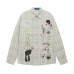 Style Fun Cartoon Print Plaid Long Sleeve Shirt Unisex Loose Fit All-Match Long Sleeve Blouse Jacket