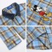 Fun Cartoon Embroidery Denim Splicing Color Block Plaid Long Sleeve Shirt Unisex  Retro Loose Casual Blouse